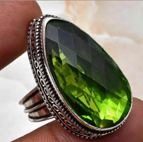 New Green Quartz 925 Silver Ring. - Picture 7 of 8